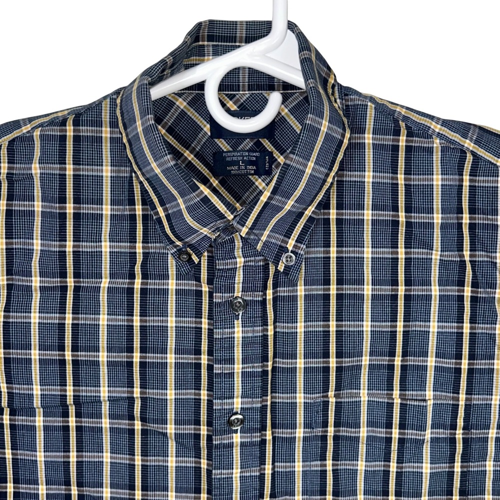 DOCKERS Mens Long Sleeve Plaid Button Down Shirt Size L Perspiration Guard